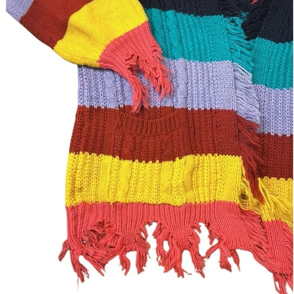 Peach Love California Women's Multi-color Oversized Knit Cardigan Sweater Small - Picture 10 of 11